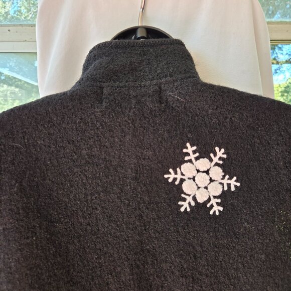 Lisa International Boiled Wool Vest with Embroidered Snowflakes - Picture 6 of 8